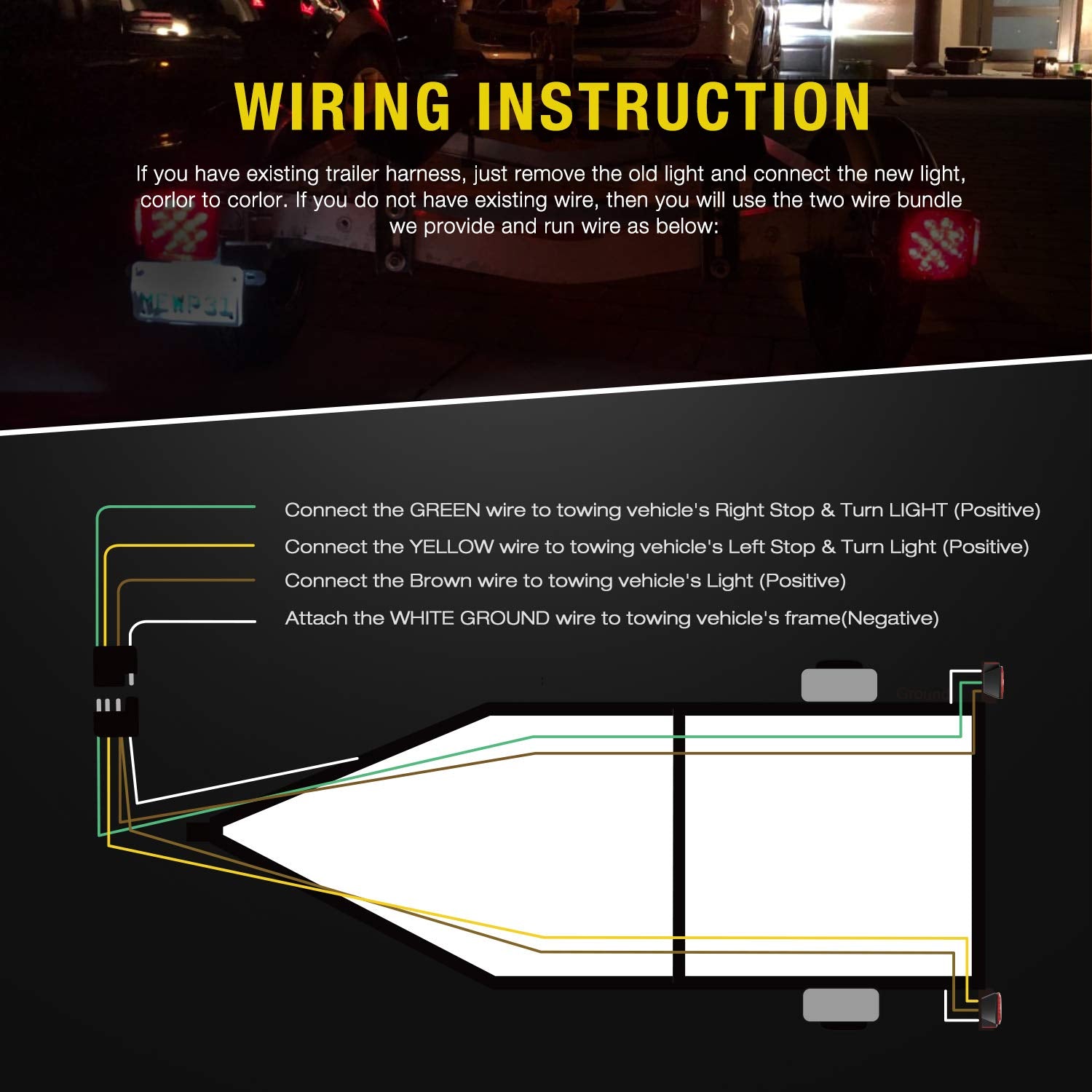Nilight square LED trailer light is fully submersible for underwater-ready signaling.