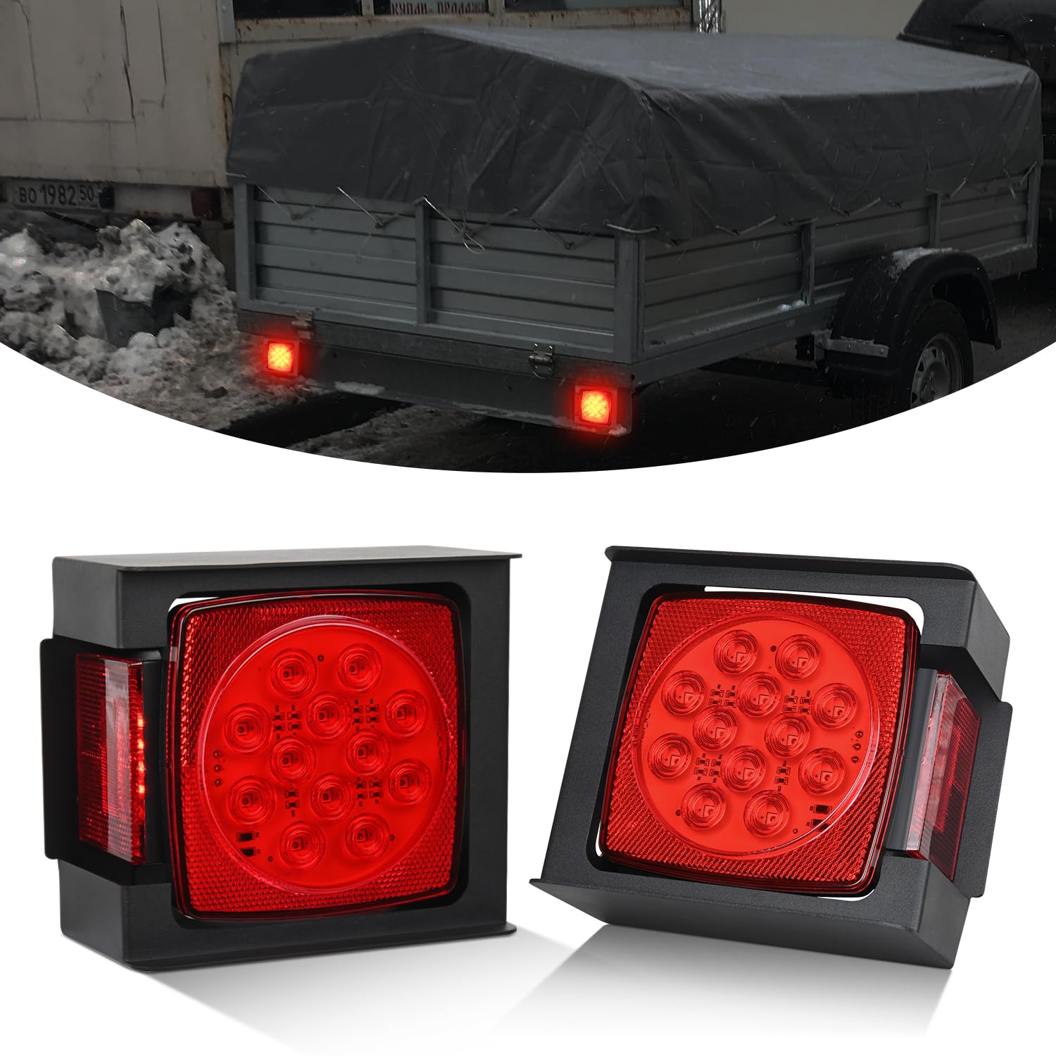 Nilight square trailer light assembly improves night visibility