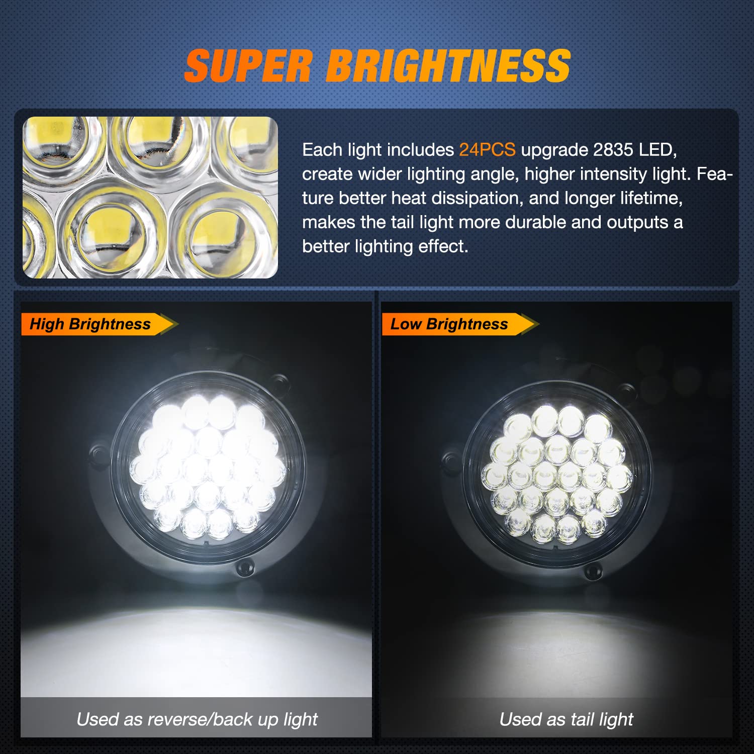 Nilight stainless steel chrome bezel adds durability and a sleek look.