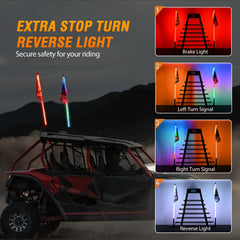Nilight whip lights include stop, turn, and reverse indicators for added safety.