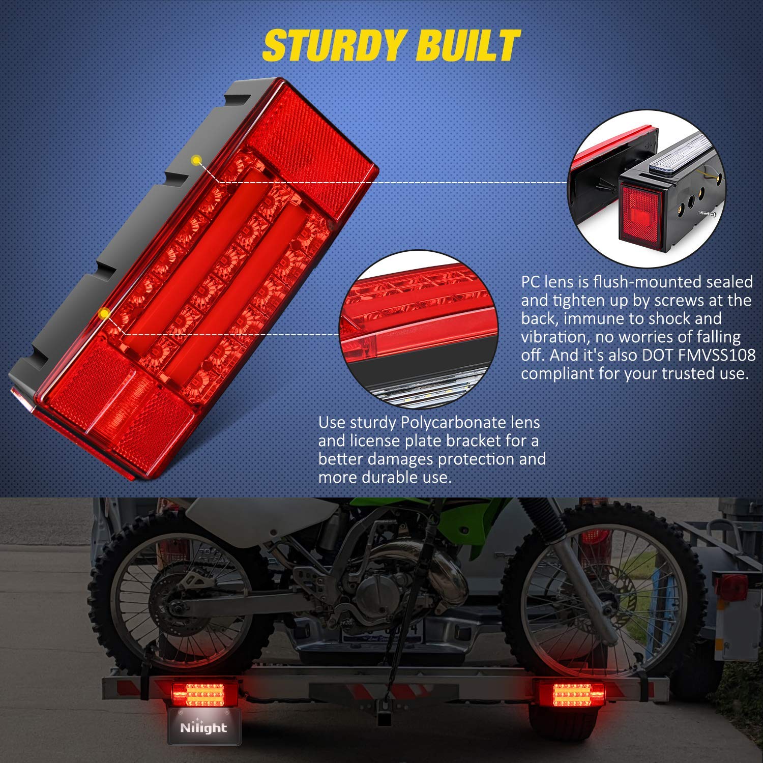 Nilight submersible trailer light IP68 withstands water exposure for boats and trailers