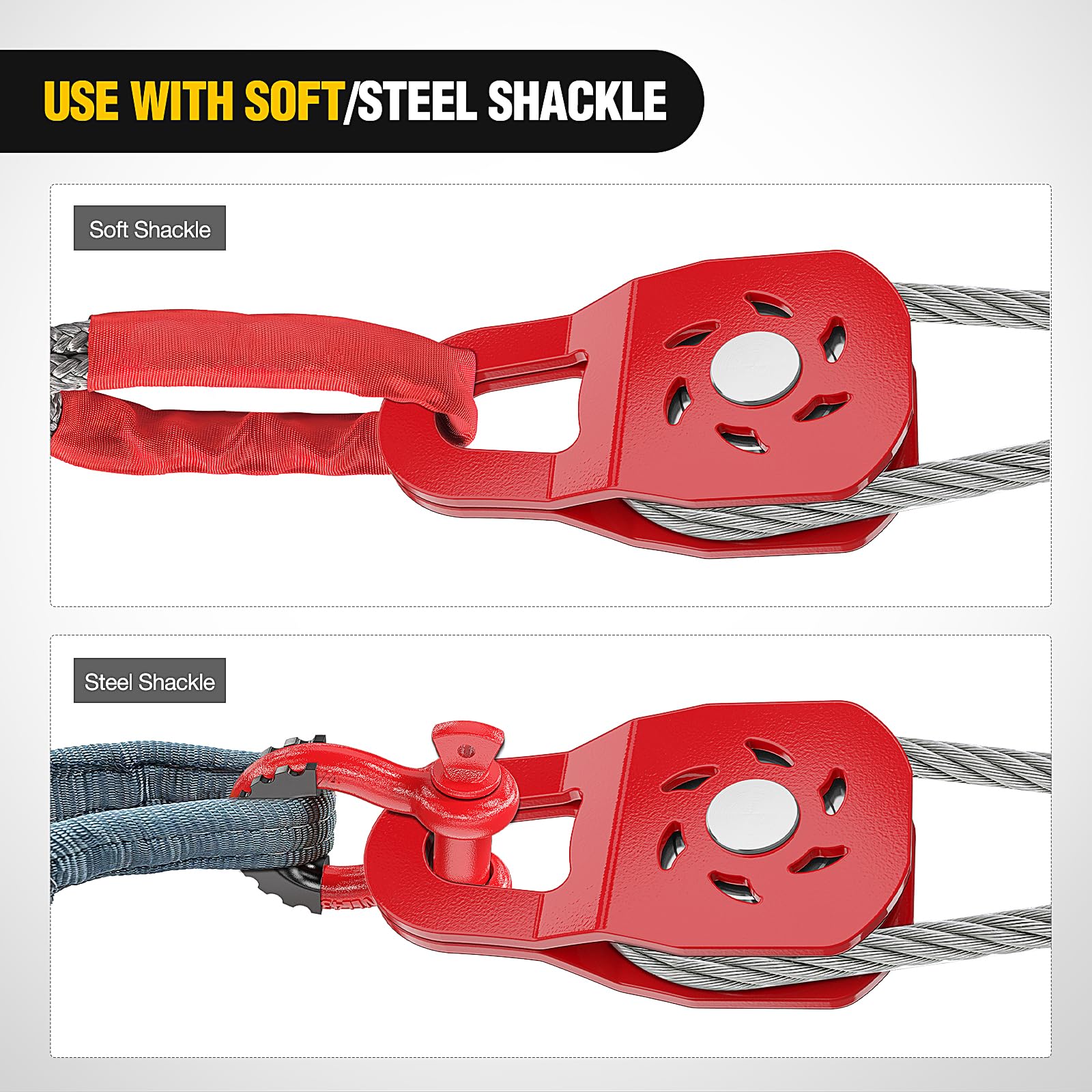 Nilight synthetic rope compatible pulley supports lighter field recovery setups