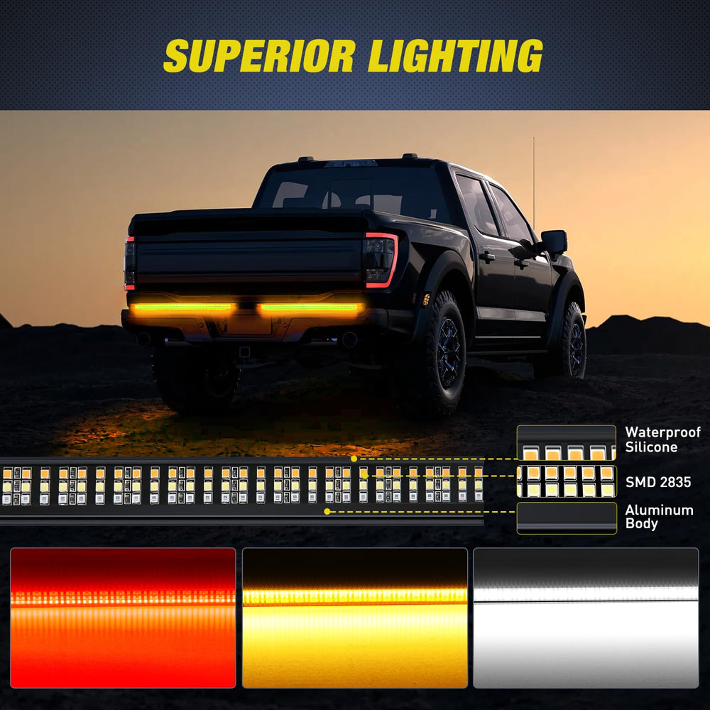 Nilight tailgate light bar featuring amber sequential turn signals