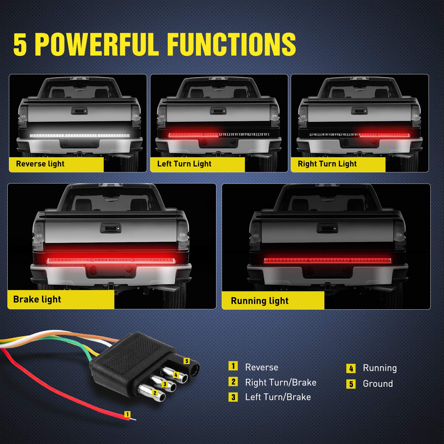 Nilight tailgate light bar features flexible aluminum substrate for rugged use.