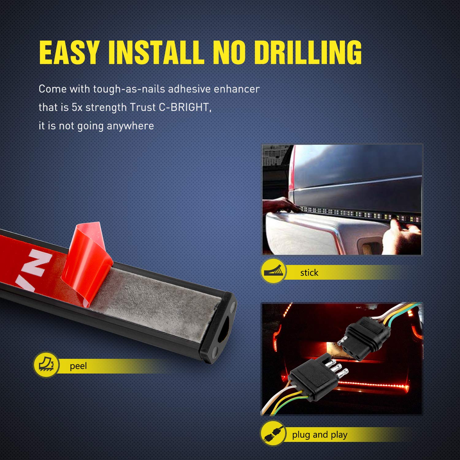 Nilight tailgate light bar IP67 rating protects against rain and dust.