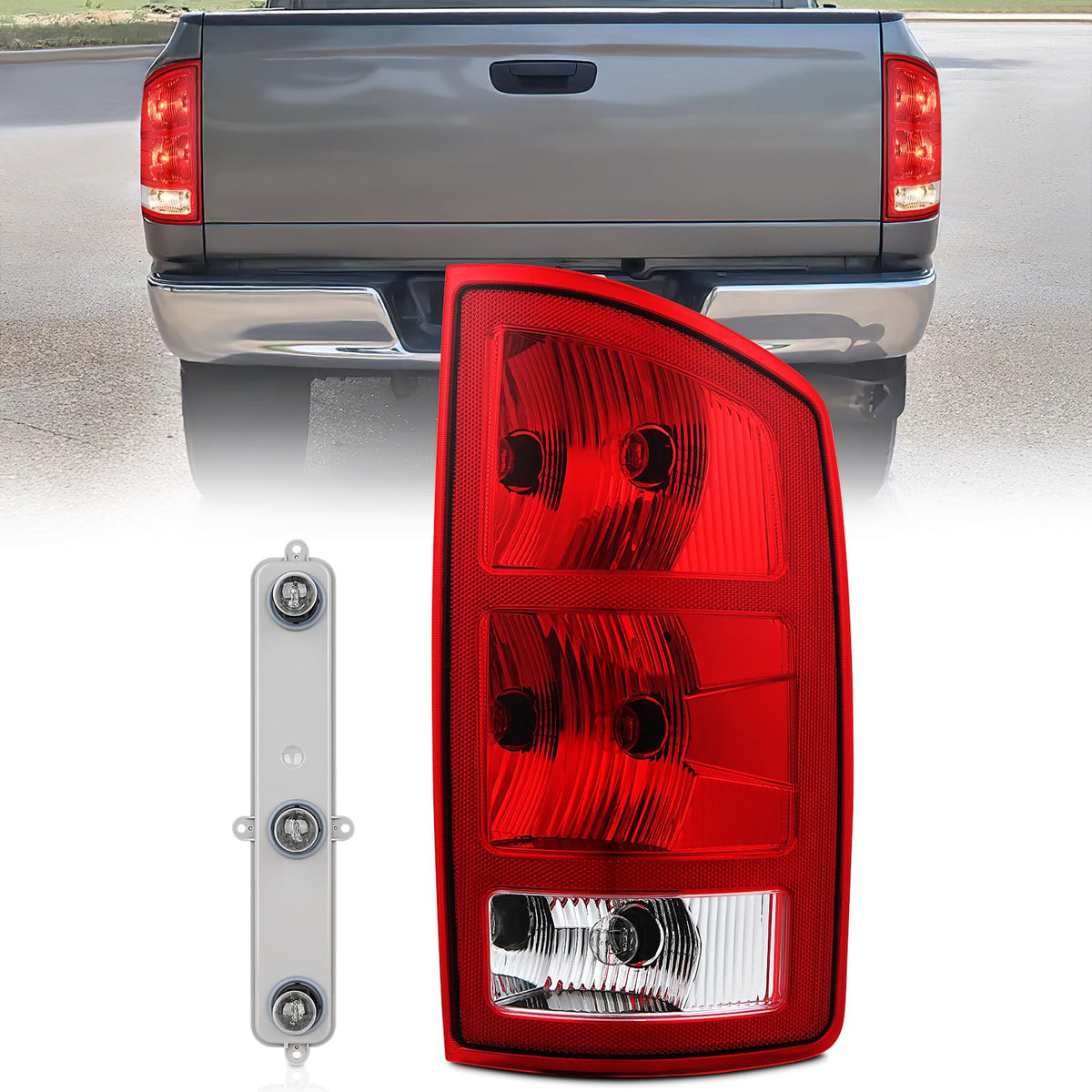 Nilight taillight assembly for Dodge Ram passenger side in OE-style fit, reliable signaling