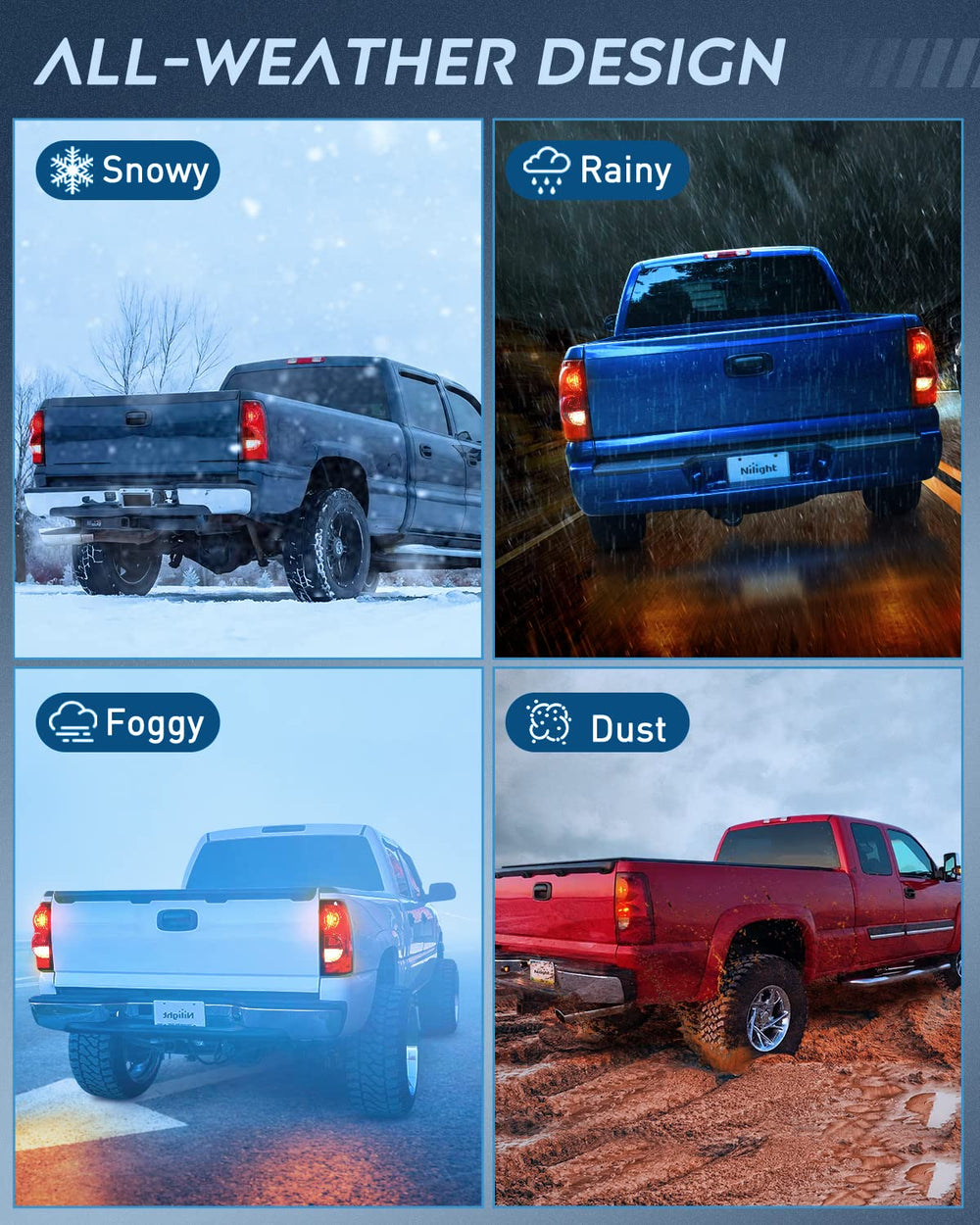 Nilight OE-style tail lamp for Silverado Classic, enhances rear visibility.