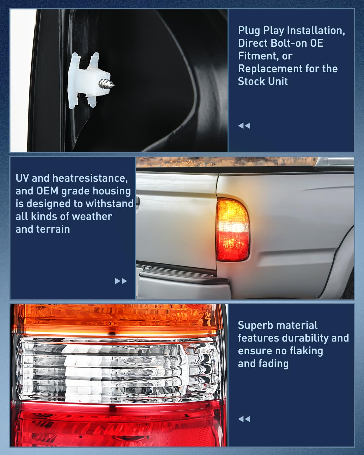 Nilight taillight assembly DOT SAE compliant for safer highway presence