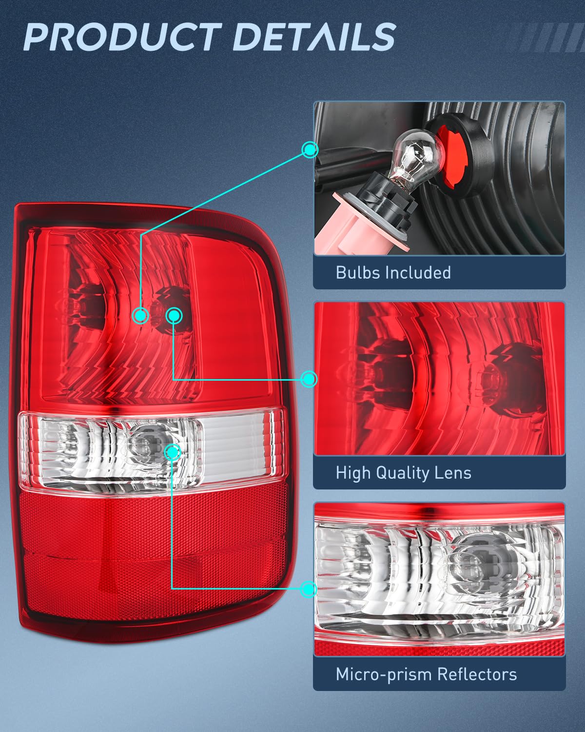 Nilight taillight includes bulbs for immediate use