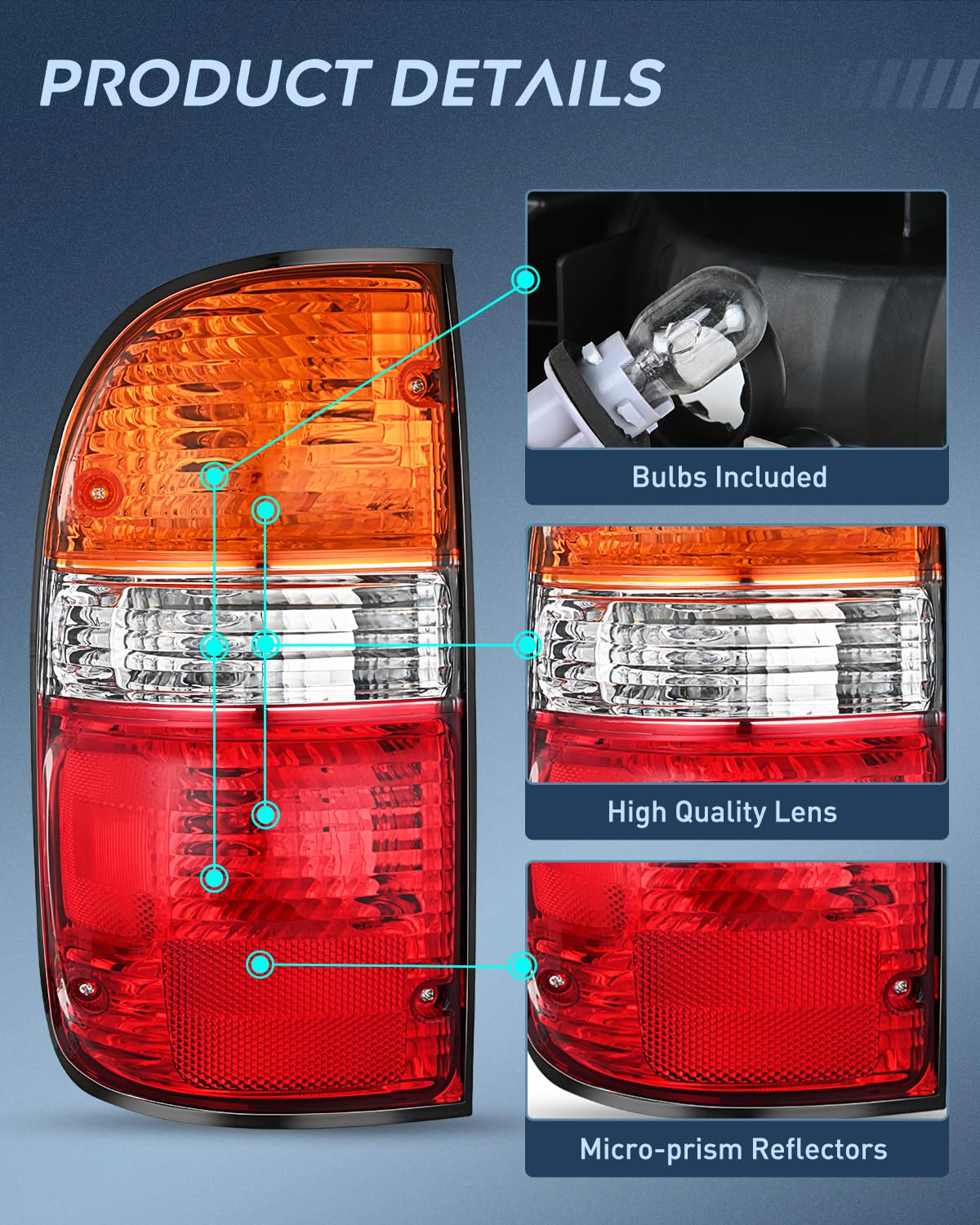 Nilight taillight package includes bulbs for simple installation