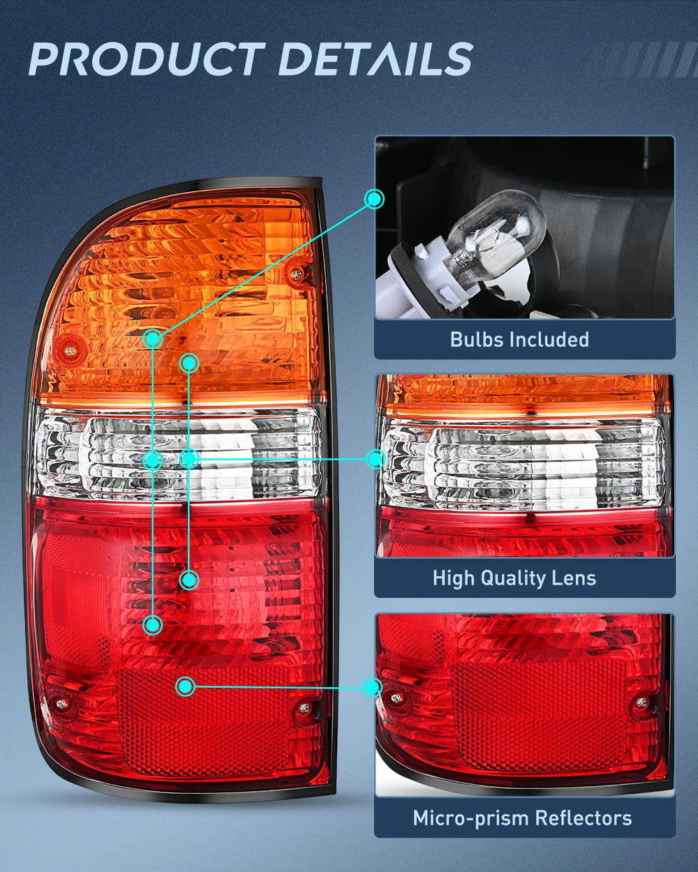Nilight taillight package includes bulbs for simple installation