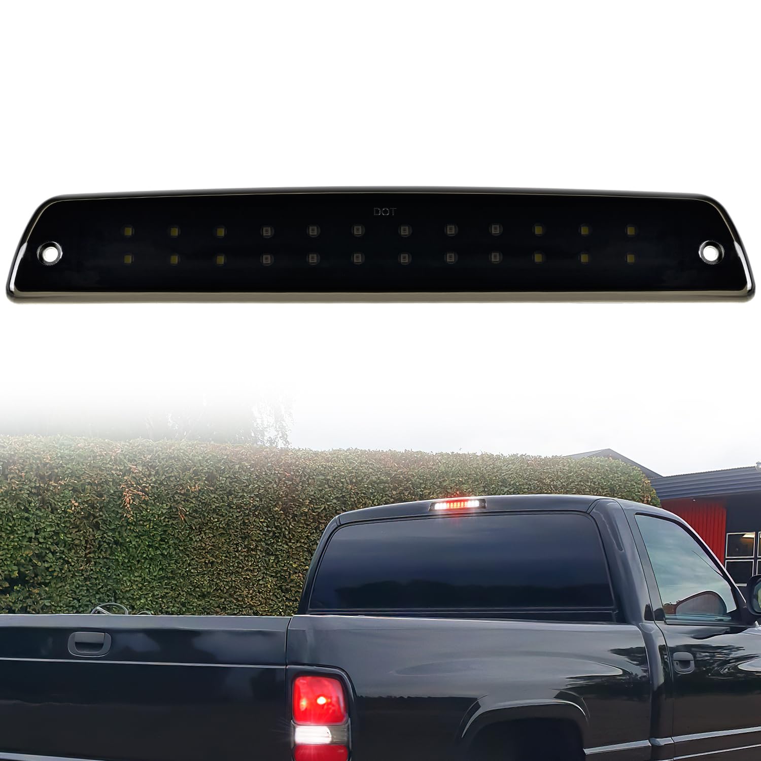 Nilight third brake light with smoked lens boosts rear visibility.