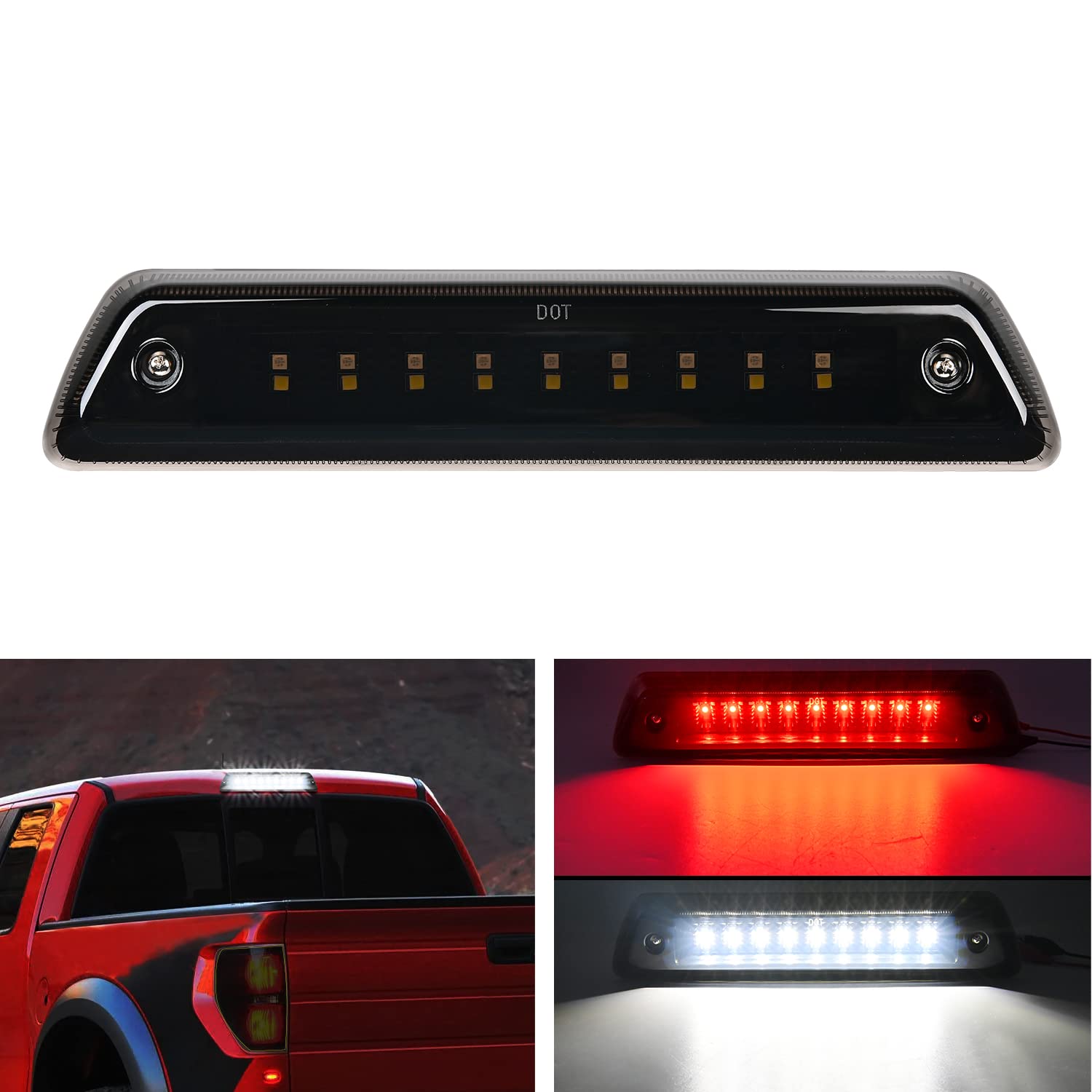 Nilight third brake light on Ford F-150 rear view improves safety visibility