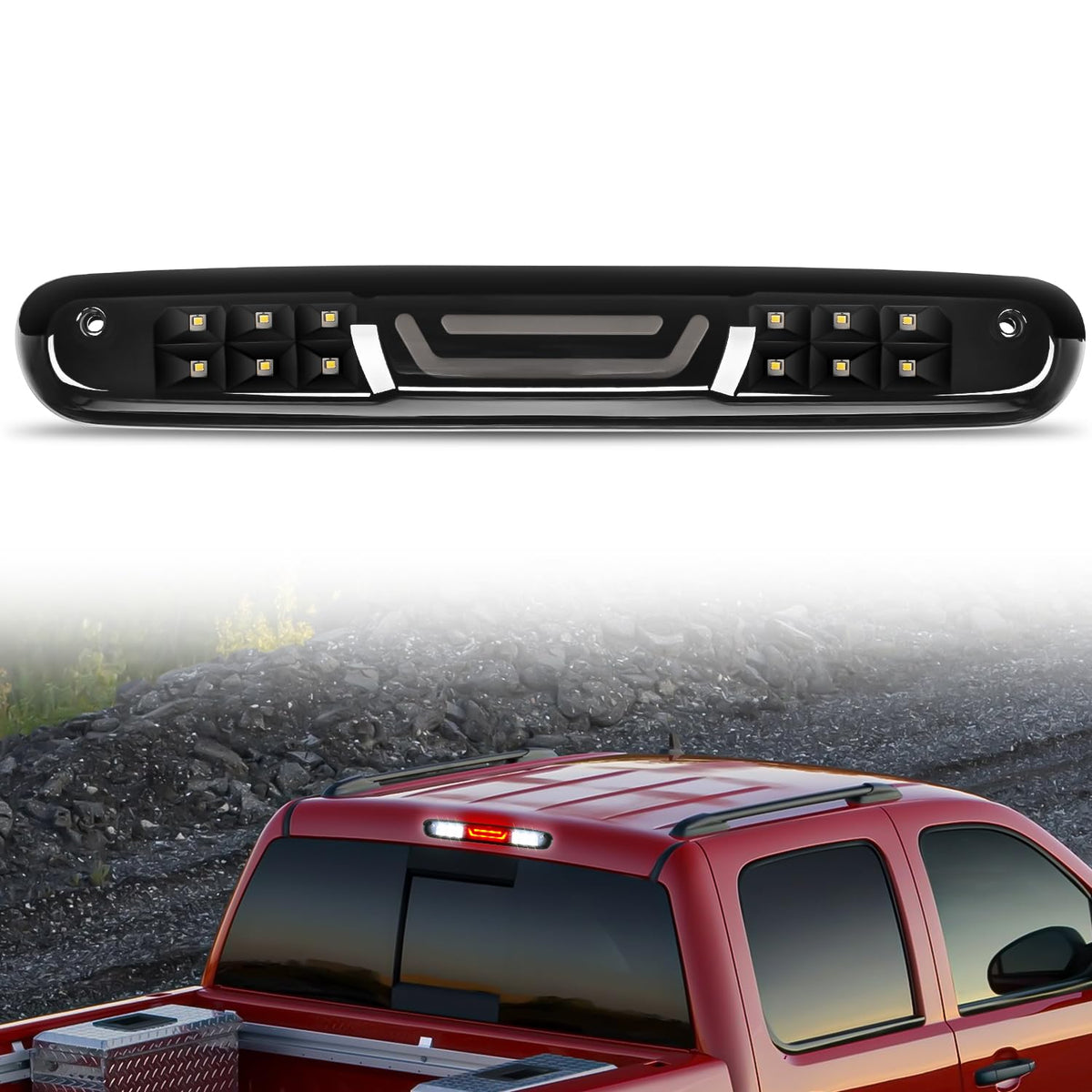 Nilight third brake light high mount for Chevy GMC improves rear visibility