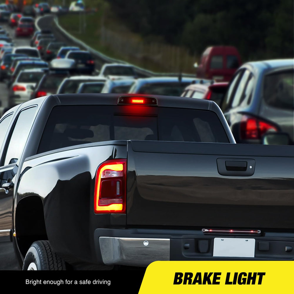 Nilight third brake light installed on a Chevy Silverado shows plug‑and‑play fit