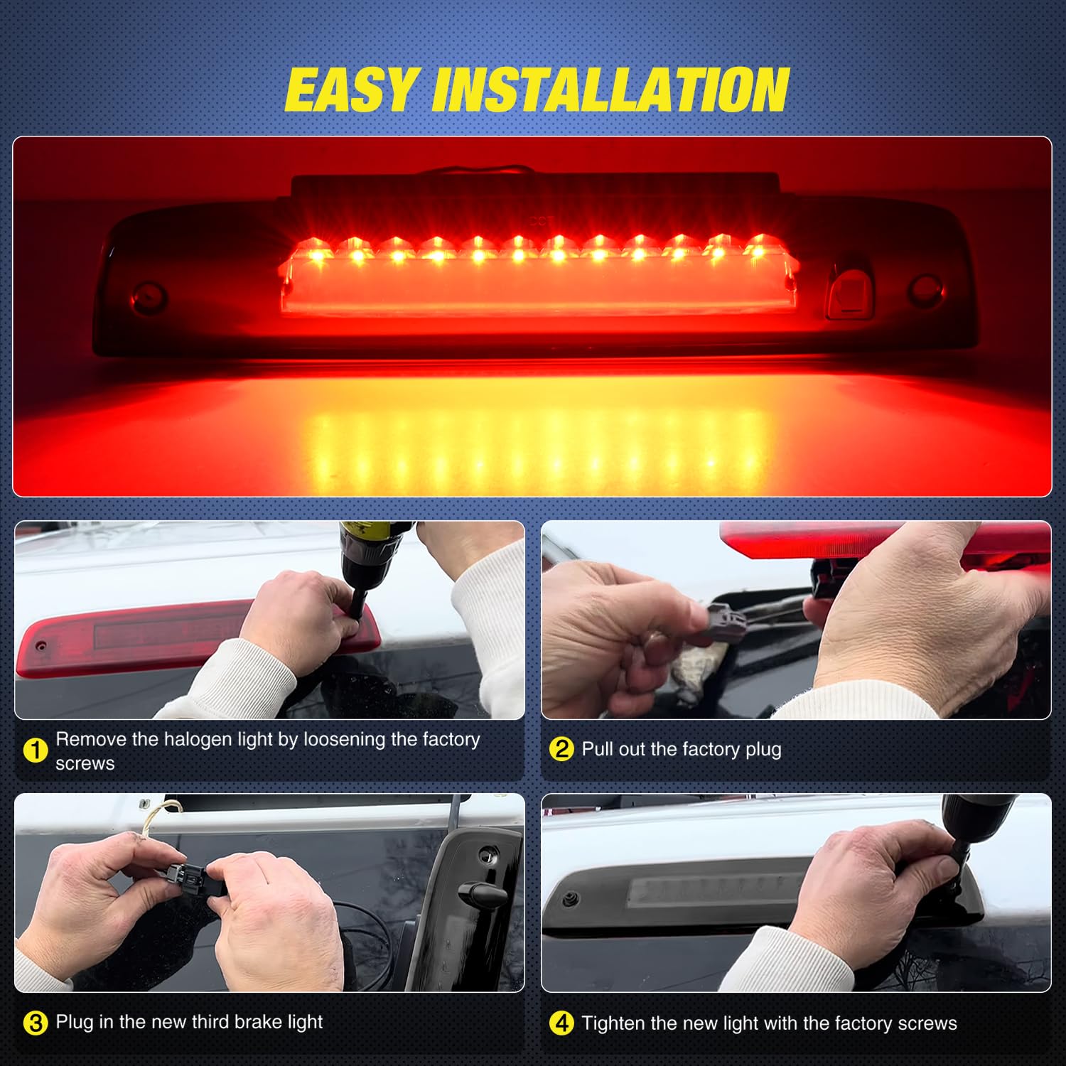 Nilight third brake light IP67 sealed back against water ingress.