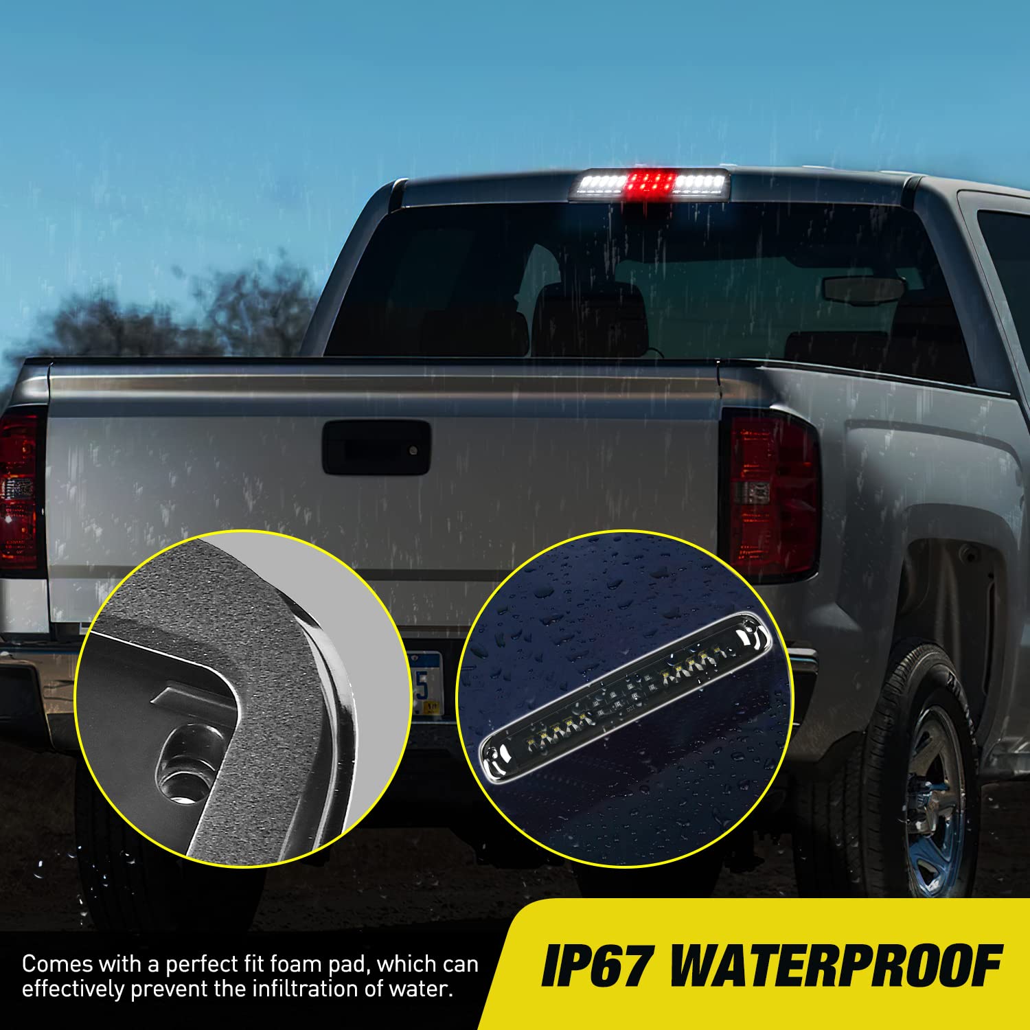 Nilight third brake light with plug-and-play wiring for easy installation.