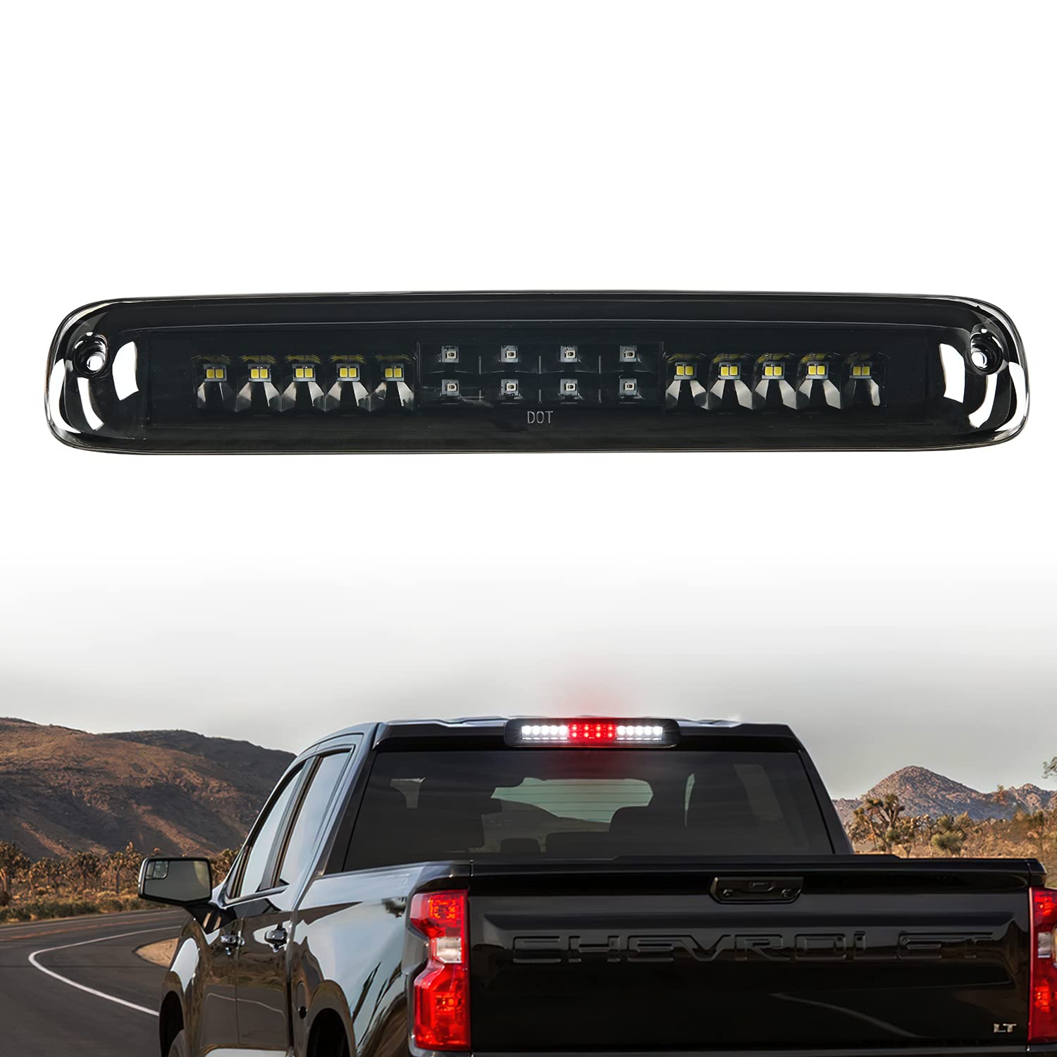 Nilight third brake light rear lamp close-up highlighting bright LEDs for fast braking.