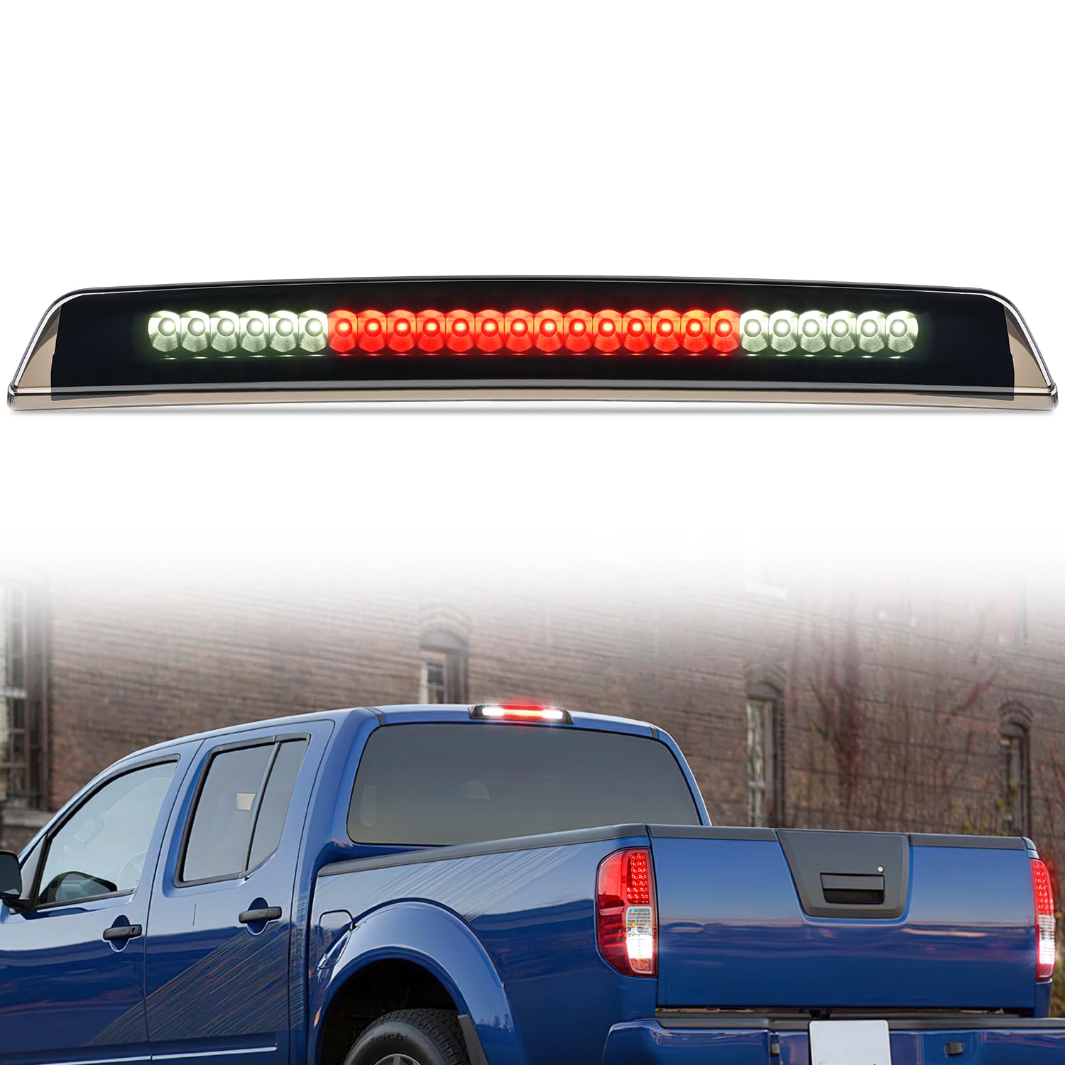 Nilight third brake light with smoked lens for Nissan Titan enhances rear visibility.