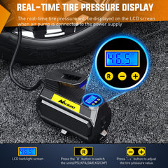 Nilight 12V DC plug enables on-the-go inflation.