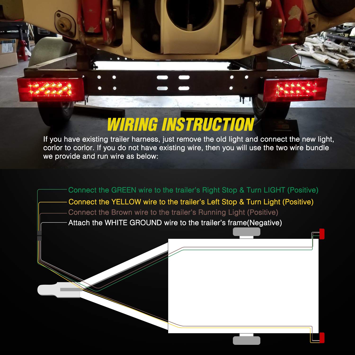 Nilight TL-20 wiring harness enables flexible routing for installation.
