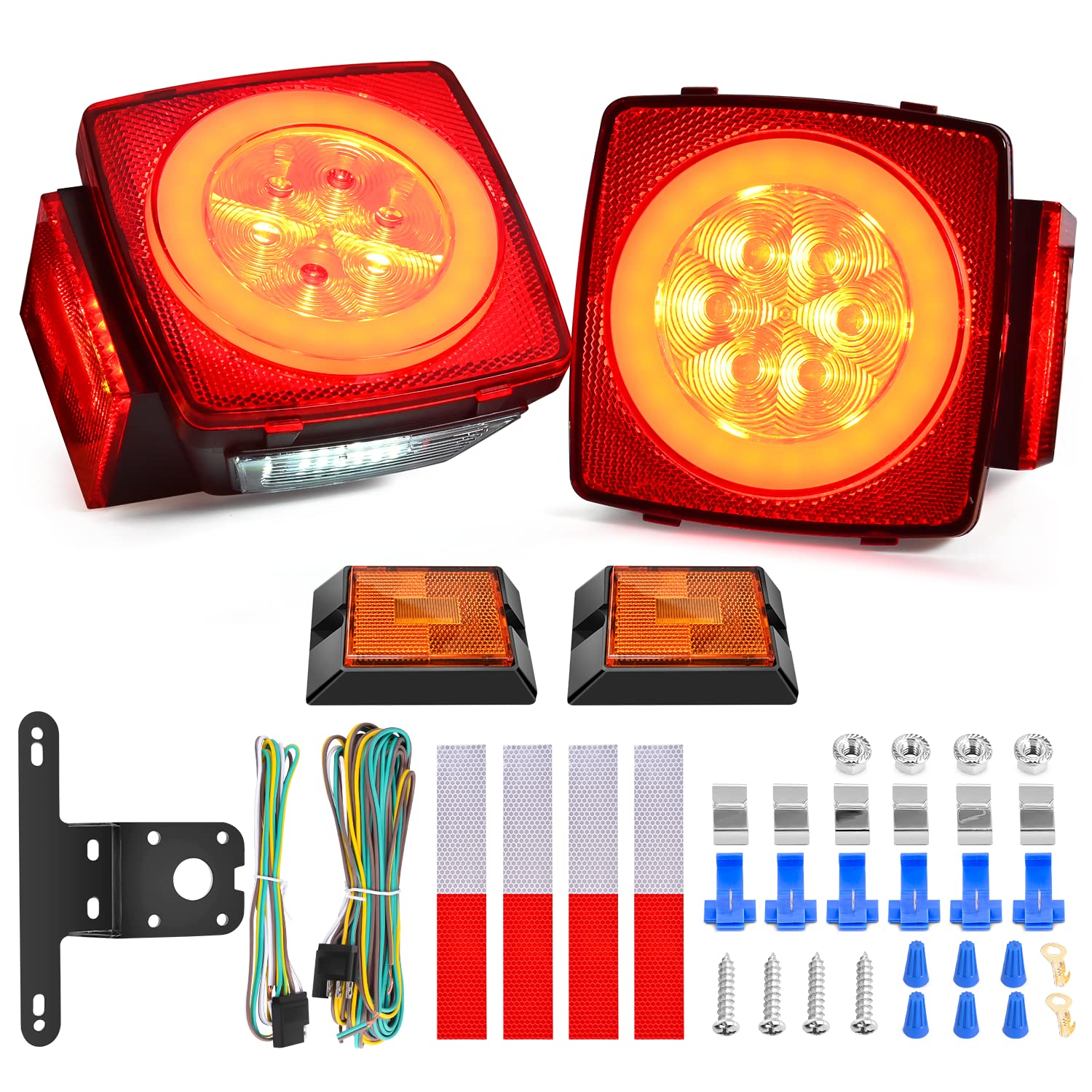Nilight TL-41 square LED trailer lights front view improve visibility day and night