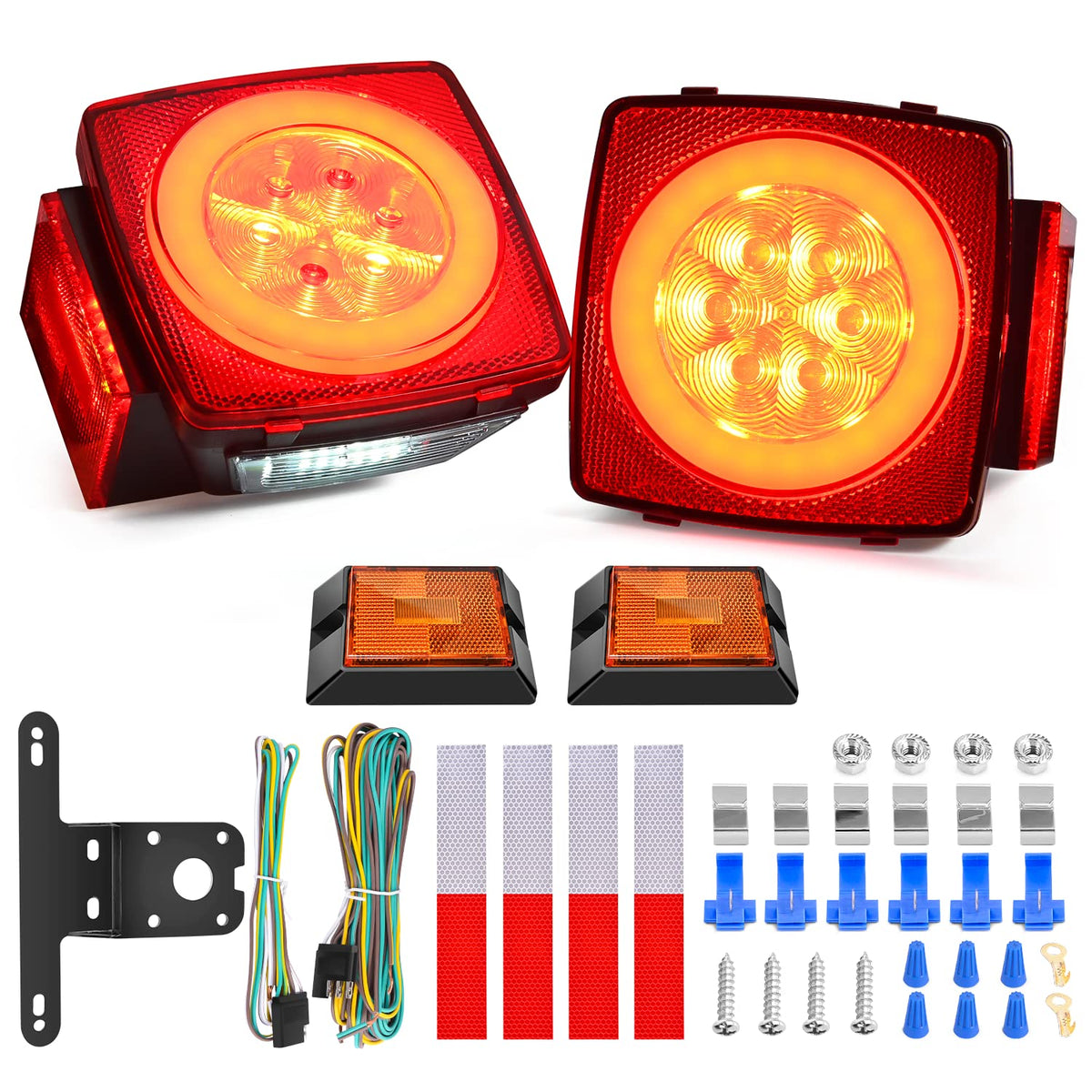 Nilight TL-41 square LED trailer lights front view improve visibility day and night