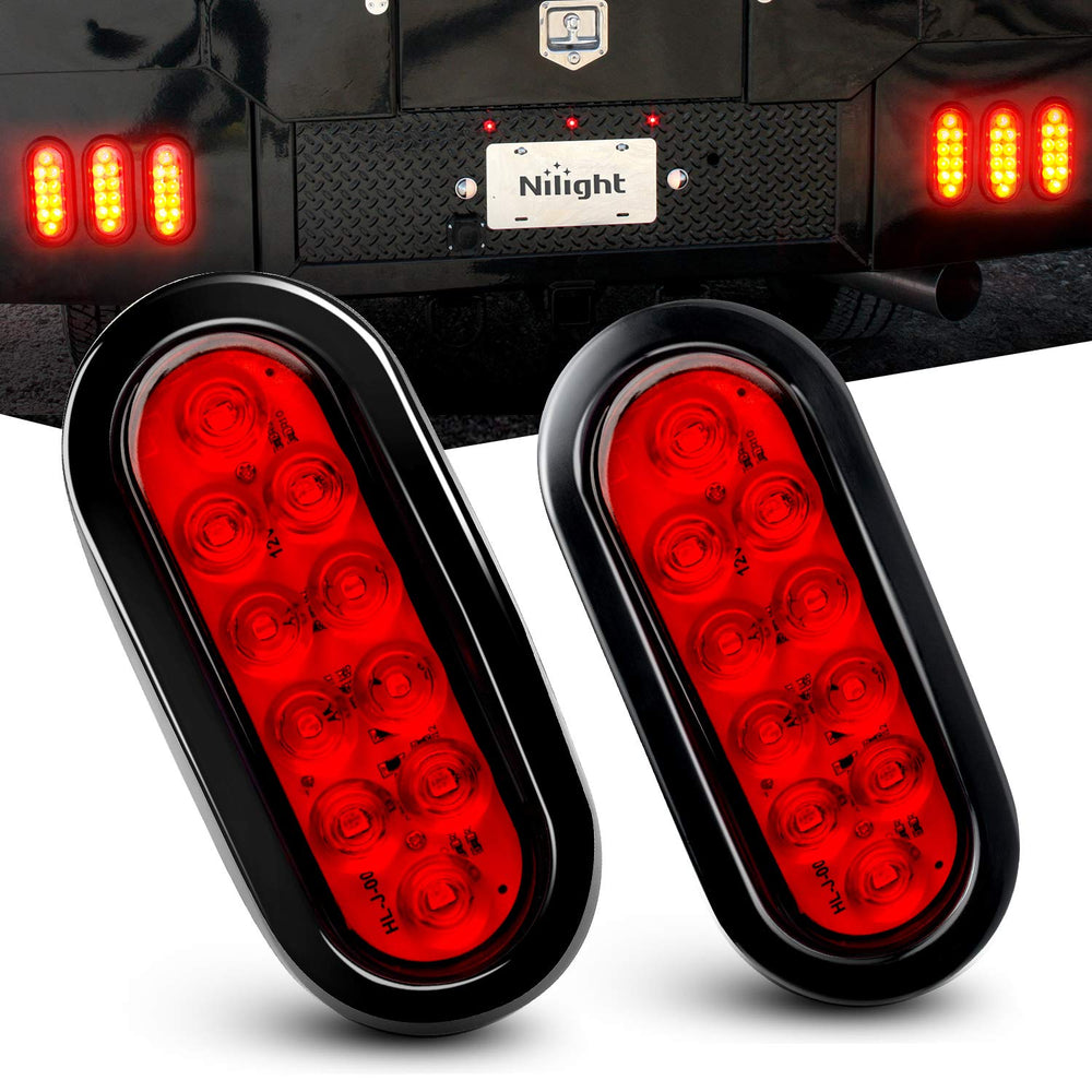 Nilight TL-01 oval red LED tail light assembly boosts trailer visibility.