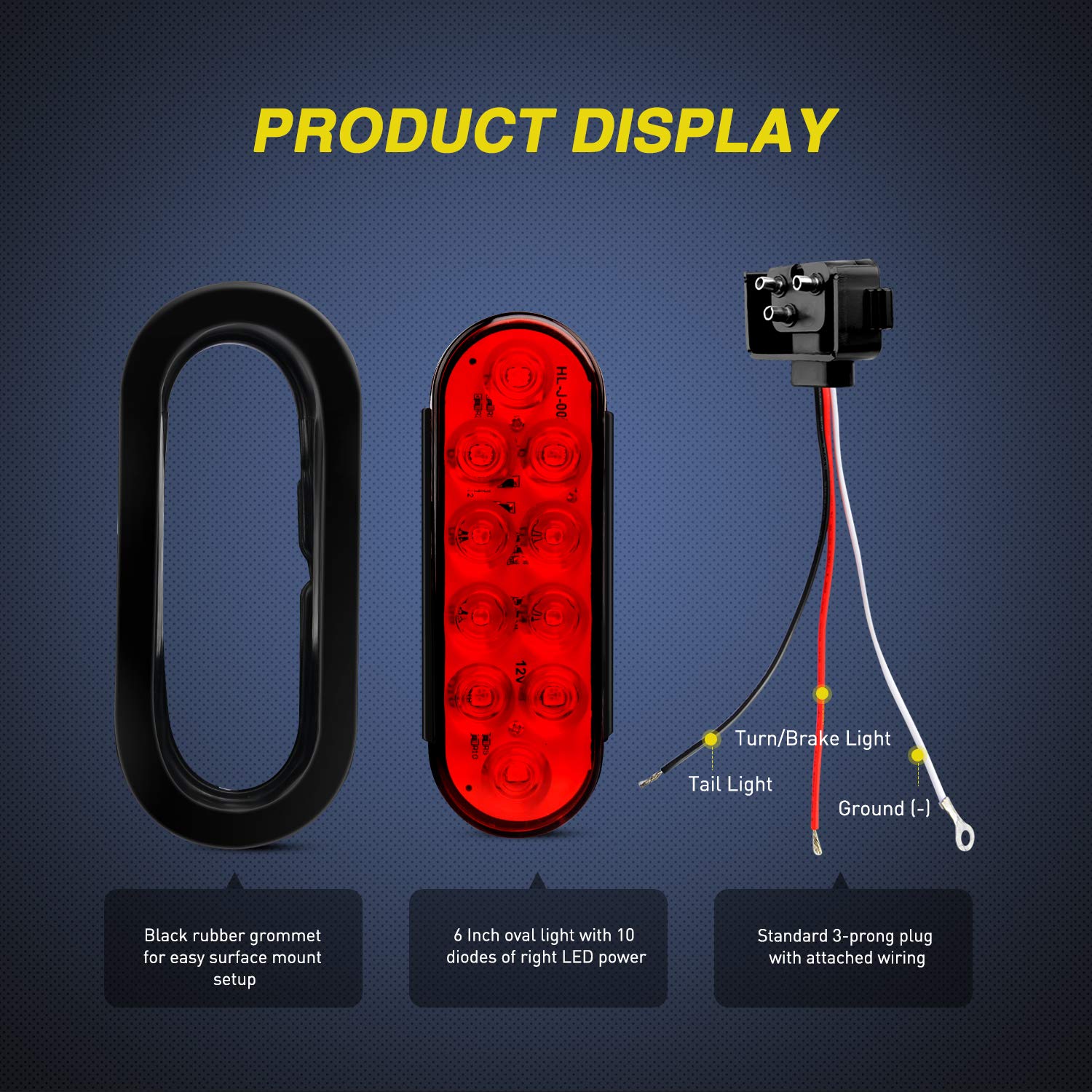 Nilight TL-01 three-prong watertight plug provides reliable wiring.
