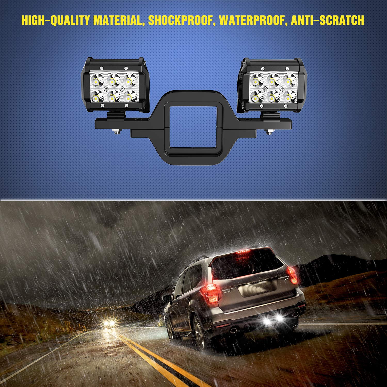 Nilight tow hitch bracket black finish enhances durability and rugged appearance.
