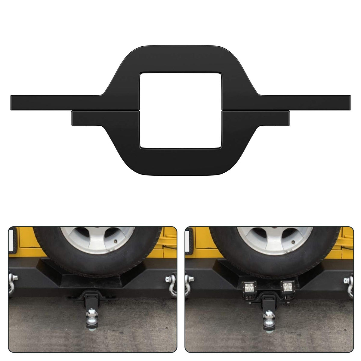 Nilight tow hitch bracket side view shows rugged billet aluminum build for off-road mounting.