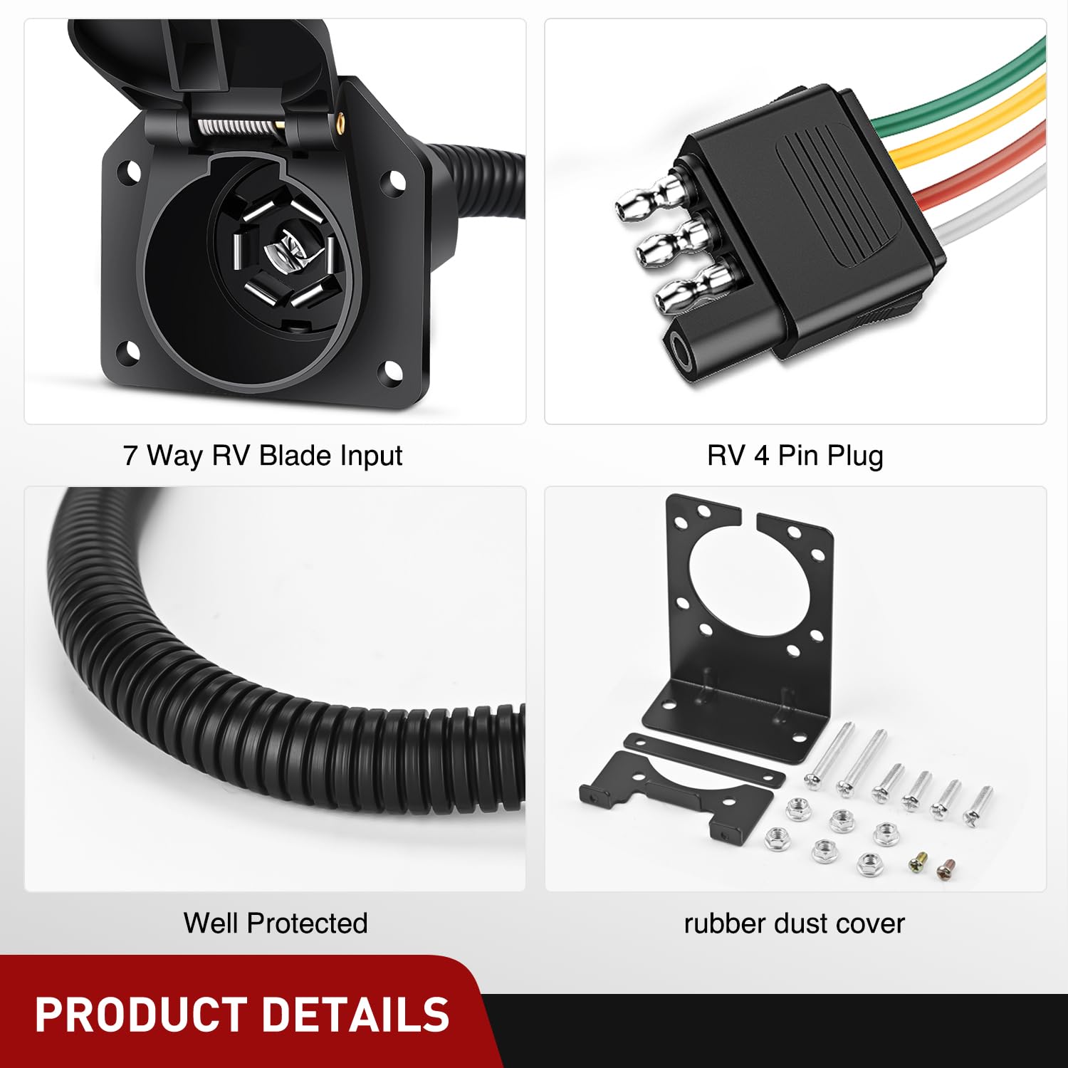 Nilight 4-pin to 7-pin trailer harness simplifies switching trailer types.