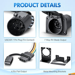 Nilight trailer harness 4-pin to 7-pin supports mixed connector setups.