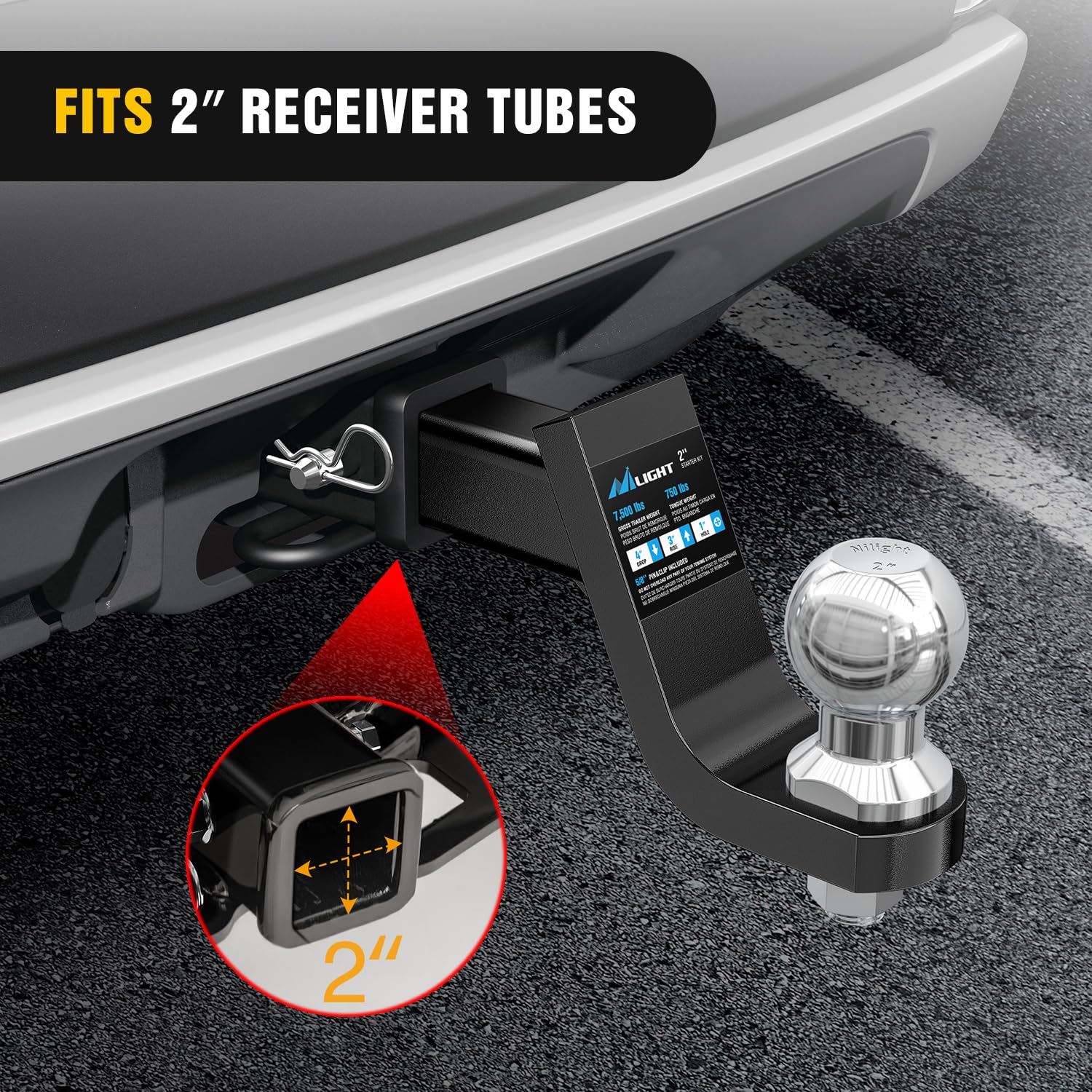 Nilight 5/8in pin hole detail enabling secure locking.