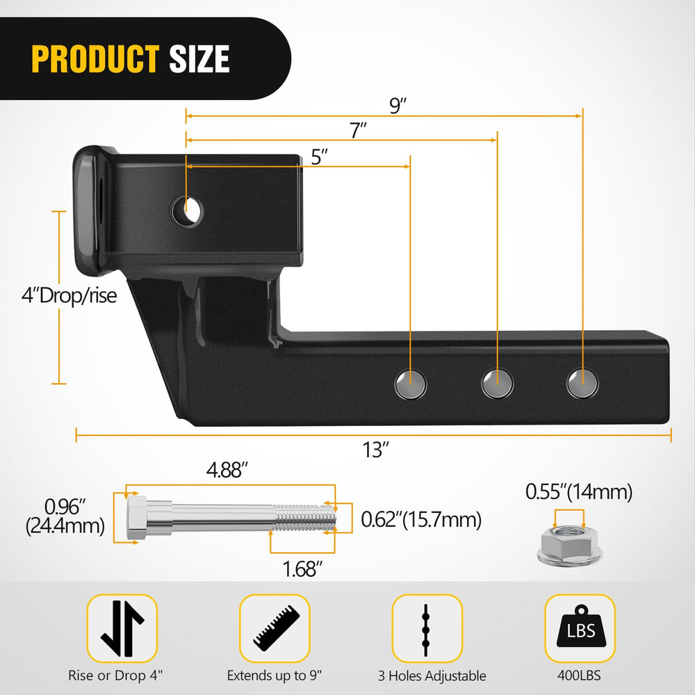 Nilight extension shows adjustable 5-7-9 inch lengths for safe alignment