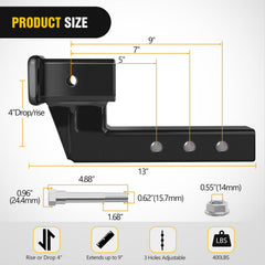 Nilight extension shows adjustable 5-7-9 inch lengths for safe alignment
