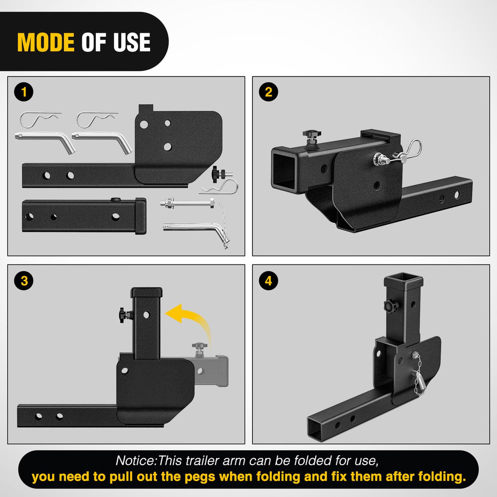 Nilight trailer hitch folding extender black powder coated finish outdoors