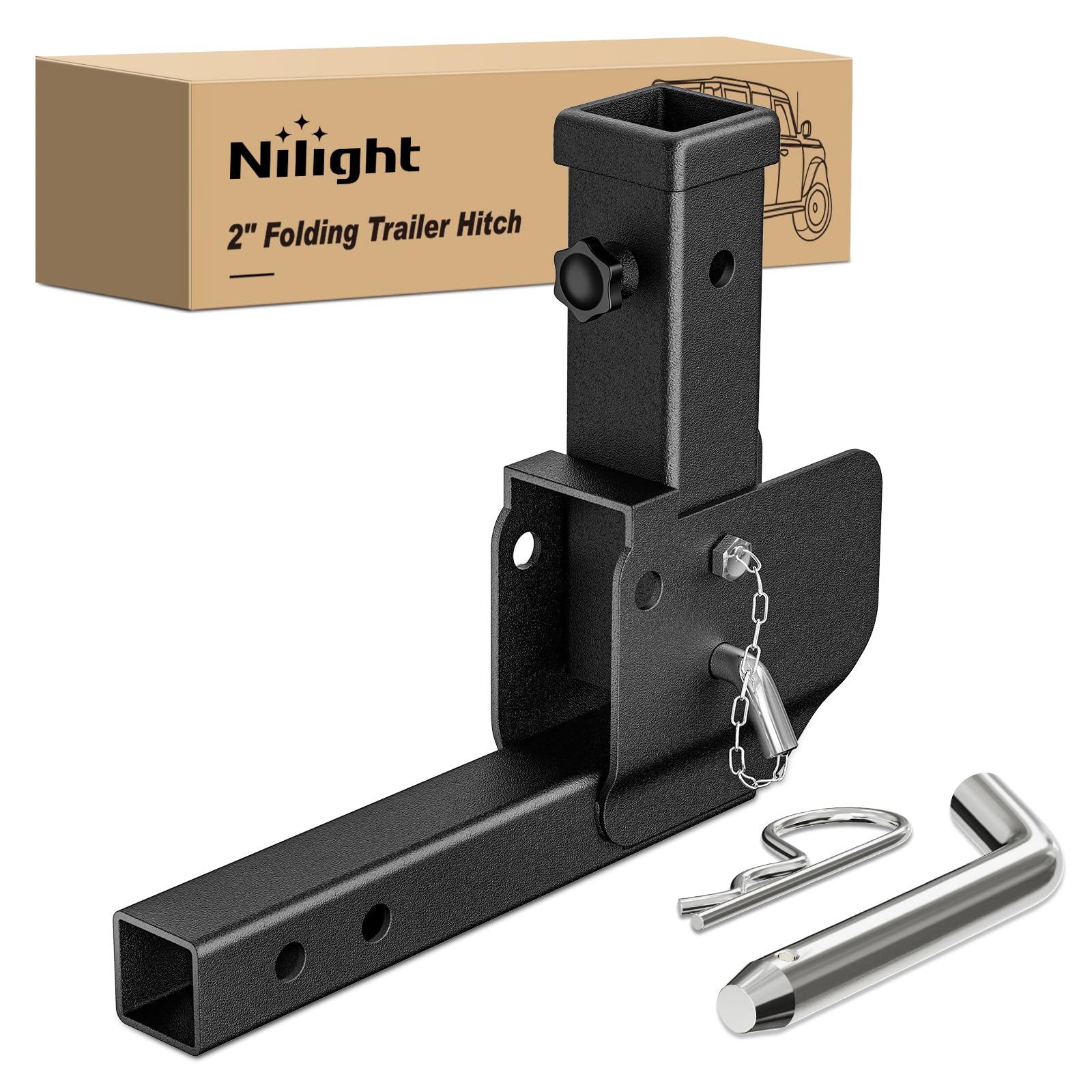 Nilight trailer hitch folding extender close-up in robust steel