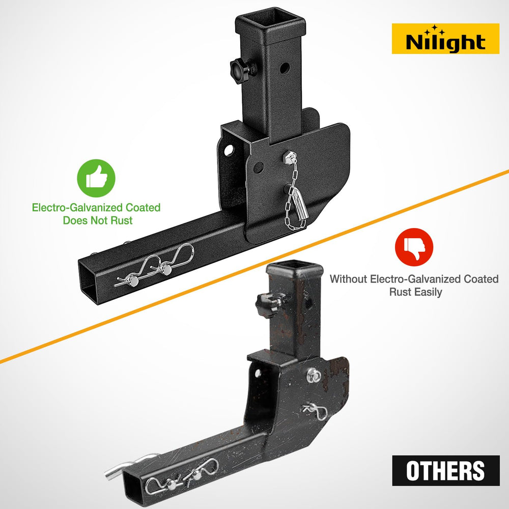 Nilight trailer hitch folding extender tool-free installation with knob fasteners