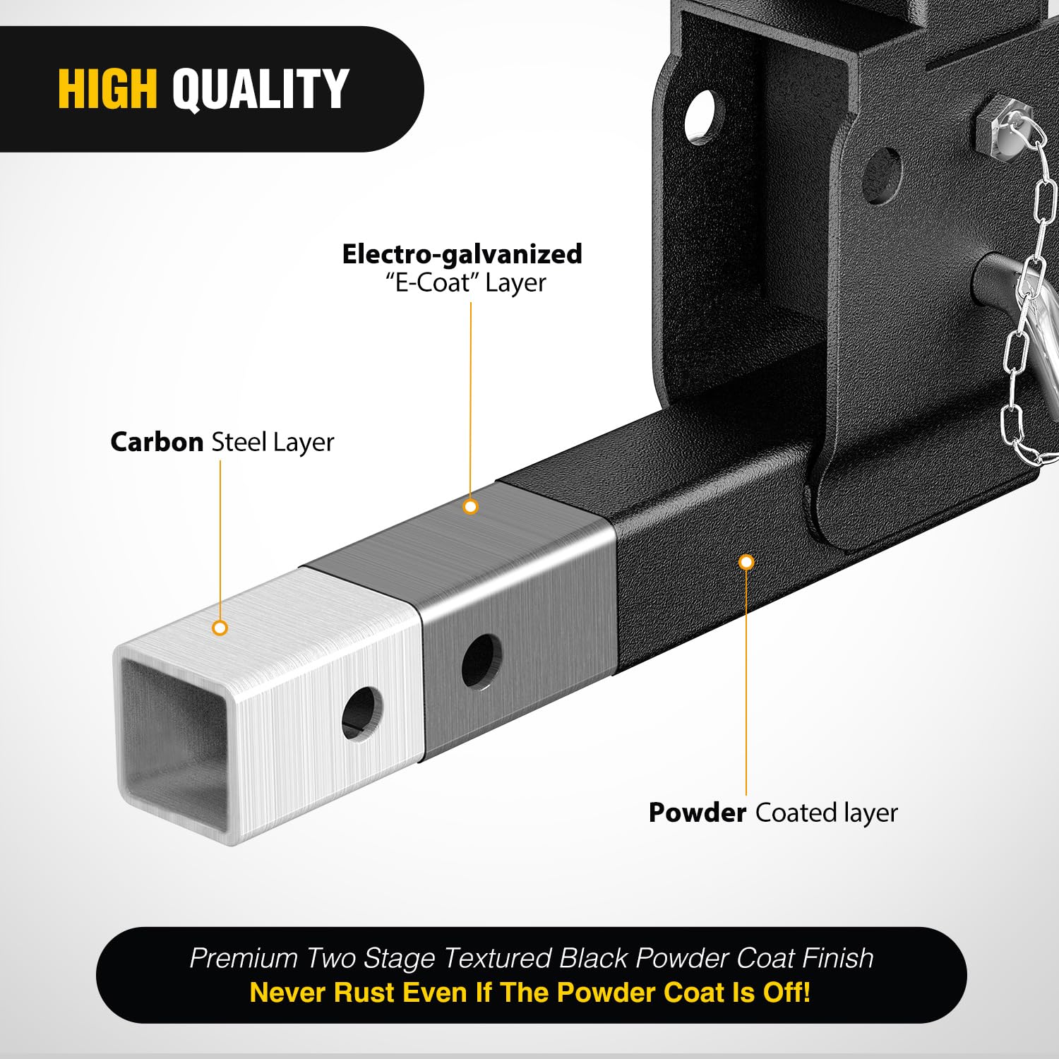 Nilight trailer hitch folding extender folded position for compact storage