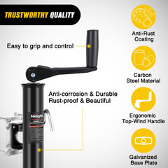 Nilight trailer jack with black powder coating resists rust and corrosion