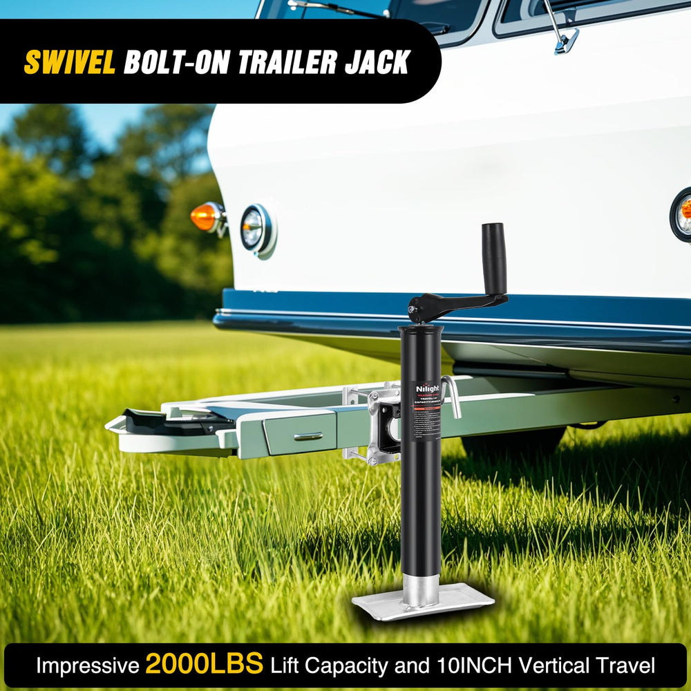 Nilight trailer jack extended travel demonstrates 10 to 20 inch height adjustment