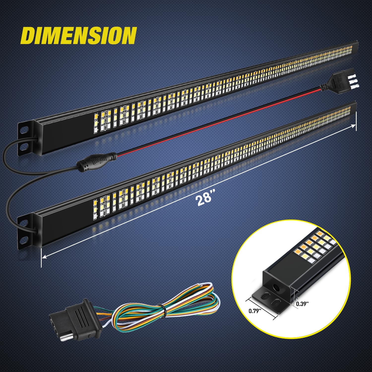 Nilight triple-row LED tailgate bar showing 576 LEDs across two 28-inch sections