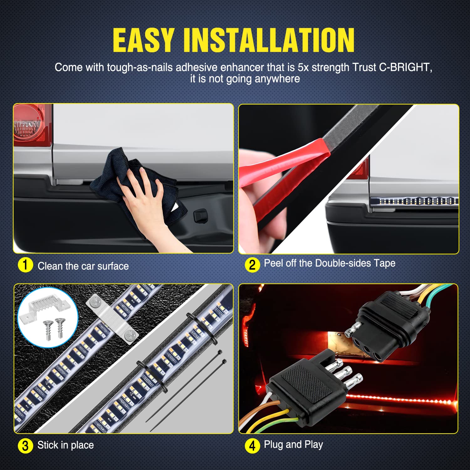 Nilight tailgate light strip amber turn signals boost day and night signaling.