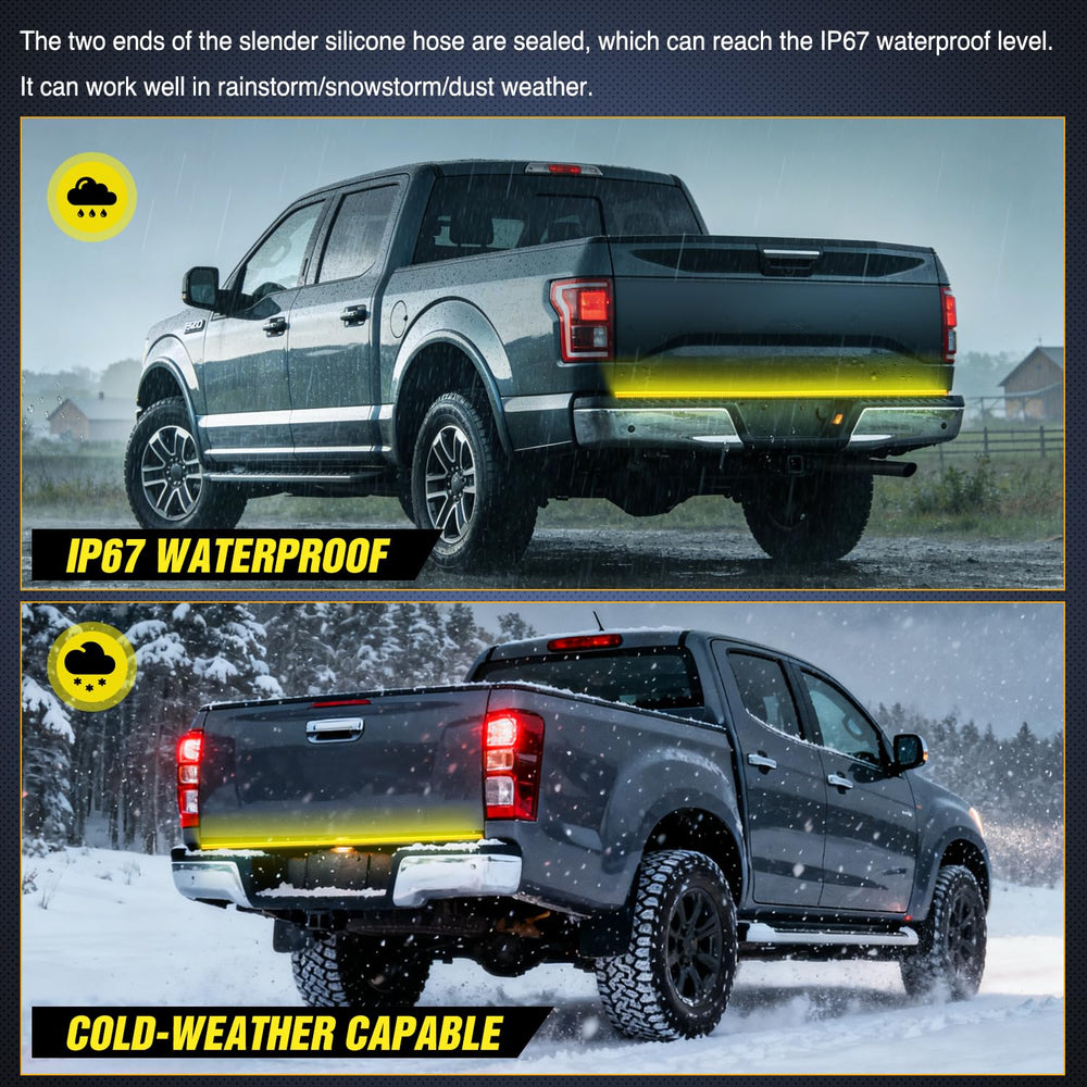 Nilight waterproof IP67 tailgate light strip withstands rain and dust.