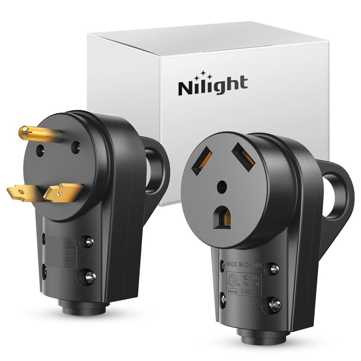 Nilight TT-30P RV plug front view for secure 30A connections.