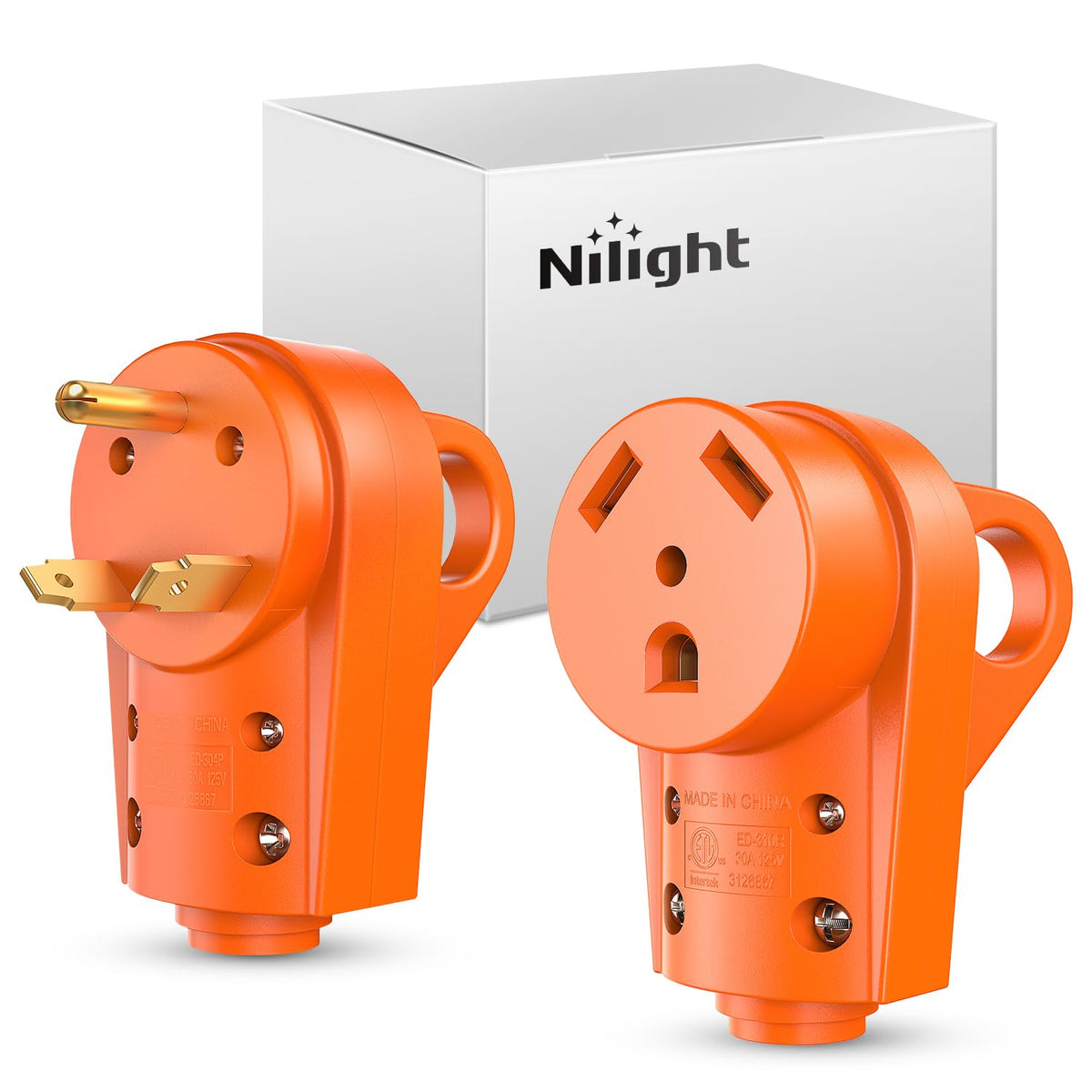 Nilight TT-30P plug front view for reliable 30A RV connections