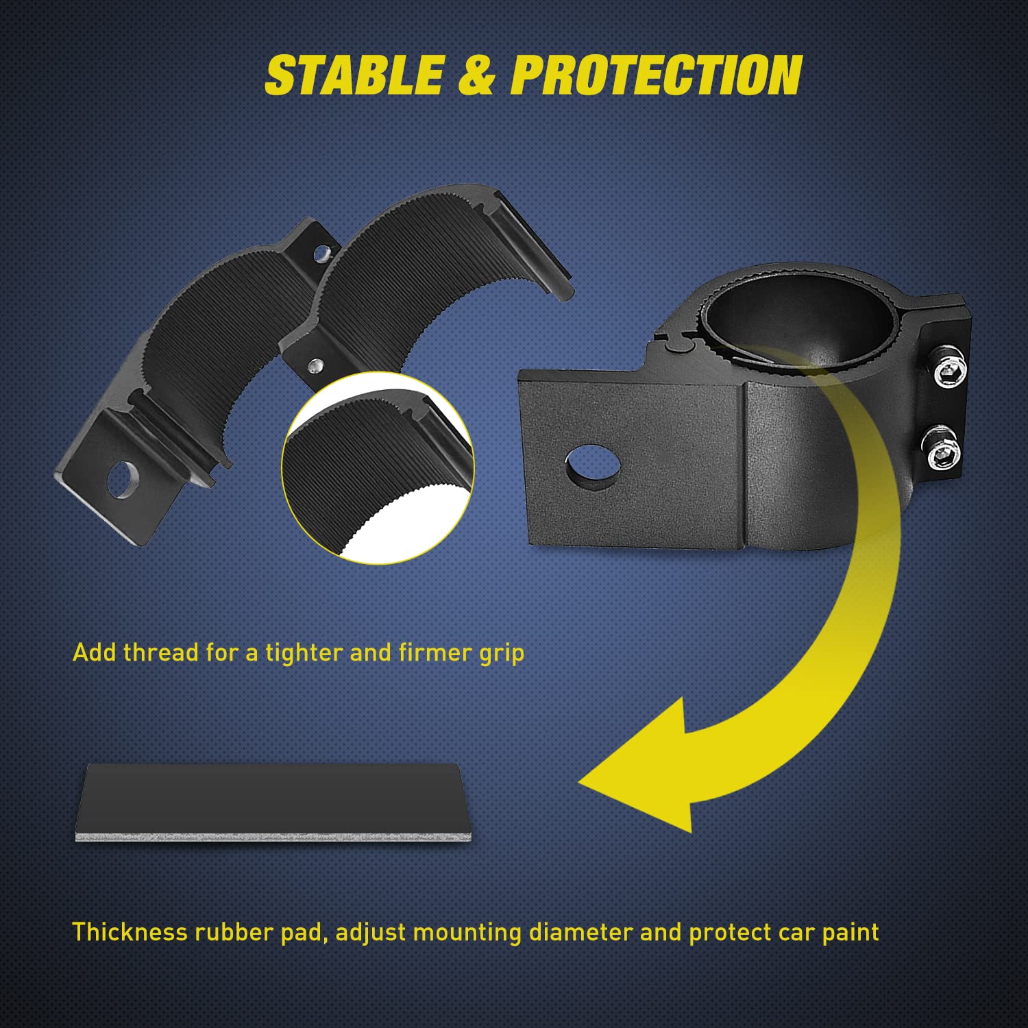 Nilight clamp provides drill-free installation and surface protection.