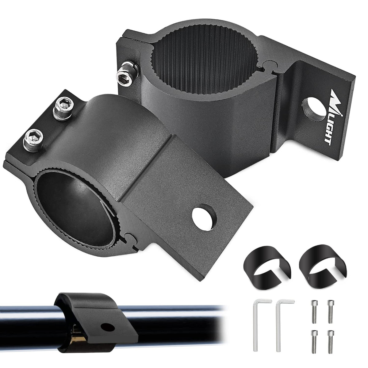 Nilight tube clamp fits 2.87–3.2 inch round tubes for secure light mounting.