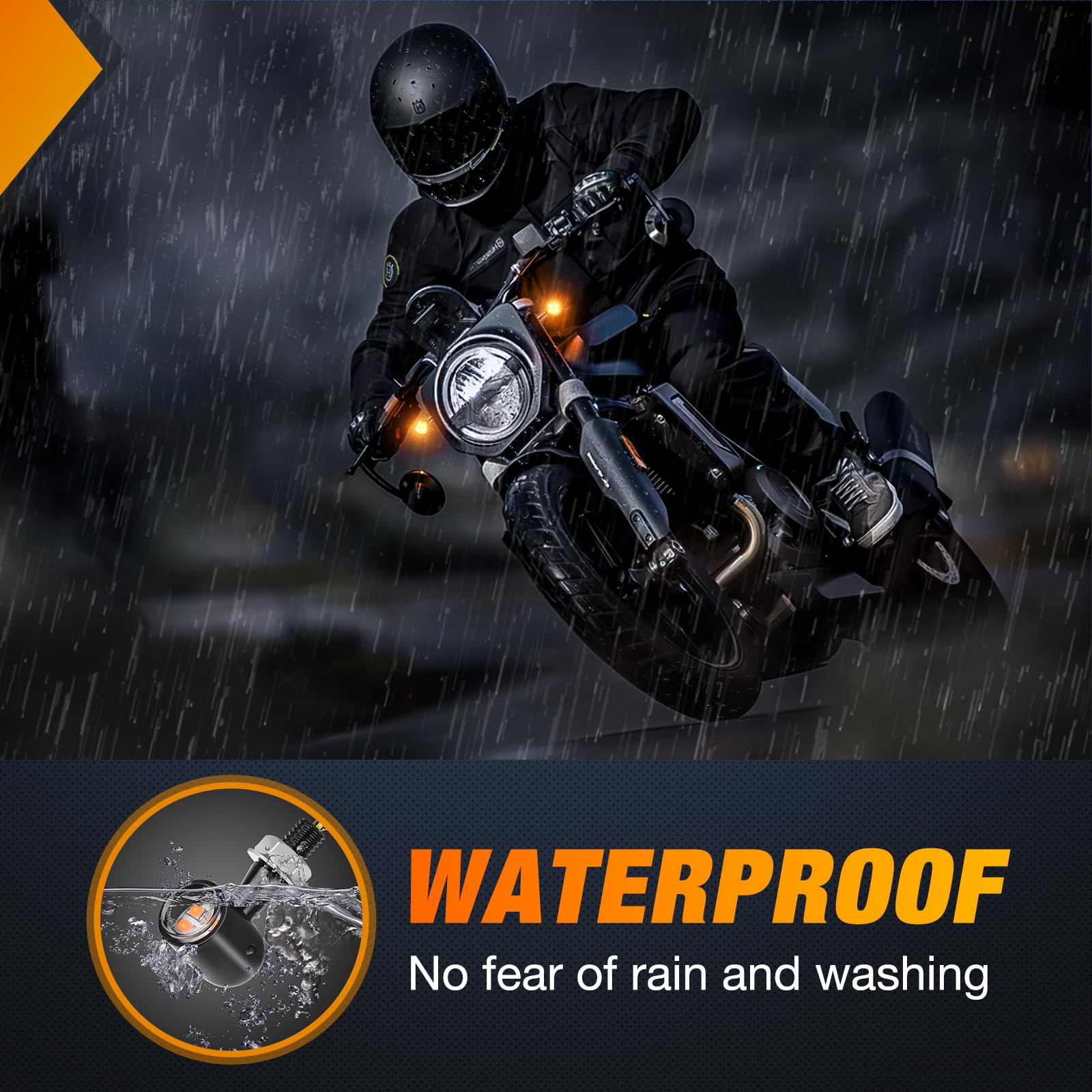 Nilight four-LED front blinker supports easy 8mm bolt mounting.